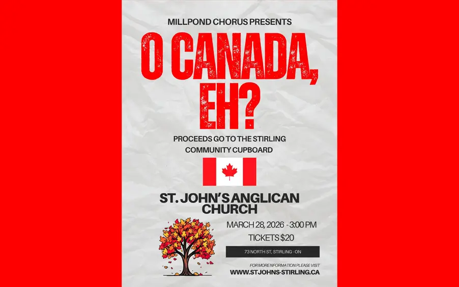 Canada flag with a poster in the middle